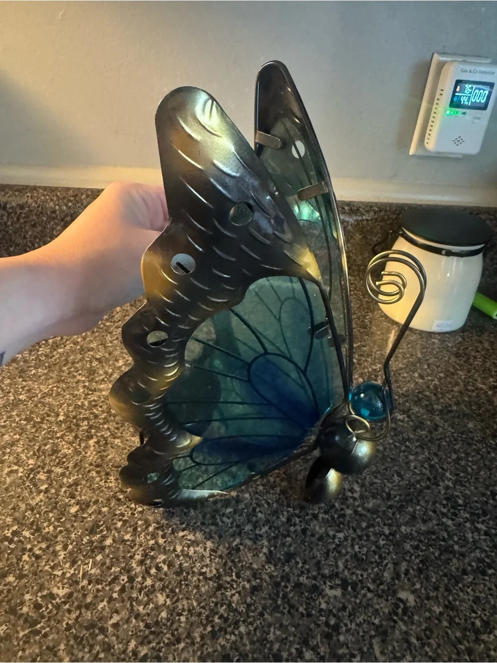 Decorative Blue-Green Butterfly Home Art Figurine With Light- LIGHT DOES NOT WOR